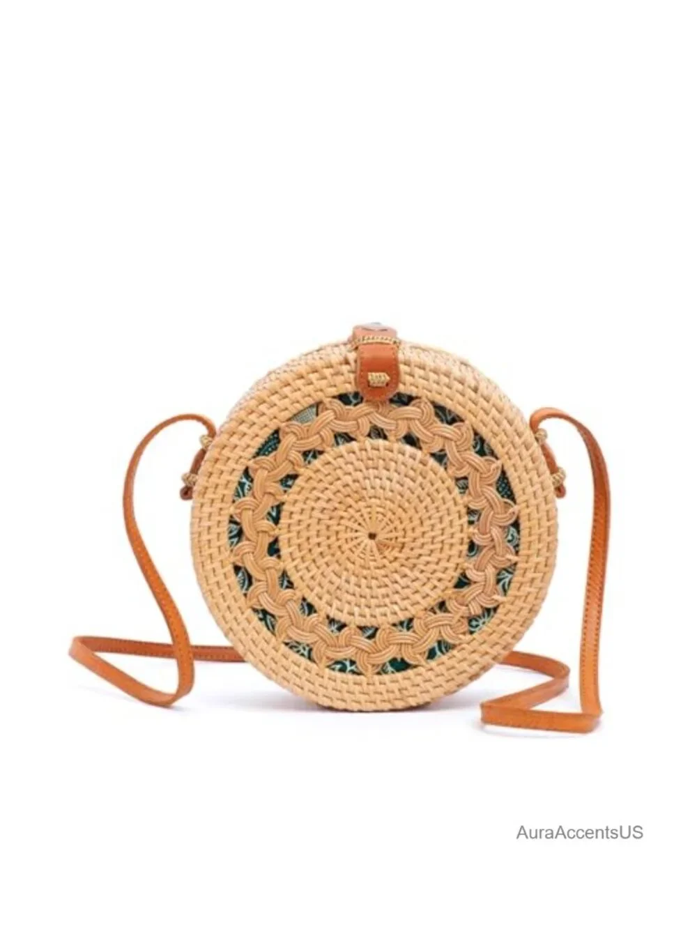 Handmade Rattan Crossbody Bag - Woven Straw Purse - Boho Circle Bag
